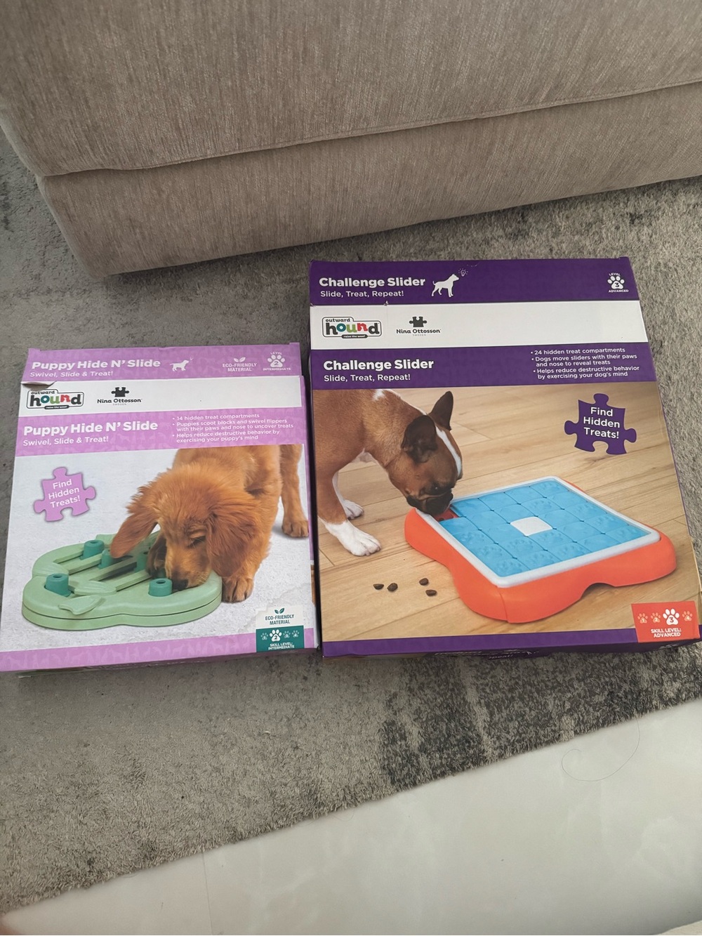 Outward Hound Puzzle Feeders Duo — Blue, Orange & Green
